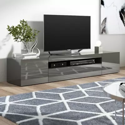 High Gloss Modern TV Stand For Up To 88  Large 2 Door Cabinet Storage Shelf Unit • £233.25