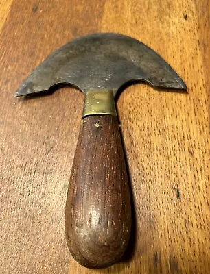 Vintage ANTIQUE Half Moon CS Osborne LEATHER WORK Knife TOOL Wood BRASS FERRULE • $45
