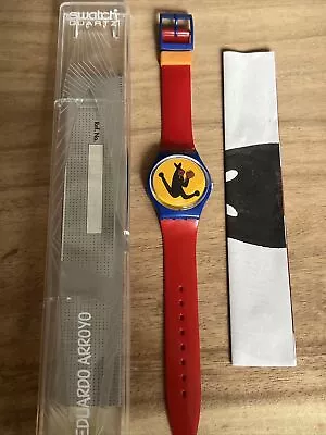 🔥 New 34MM GENTS Vintage GN163 BOXING ARTIST 1996 Swatch Watch NEW In Case • $45