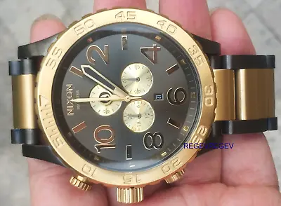$158 • Buy New NIXON Watch Mens 51-30 CHRONO Gunmetal & Gold A083-595 A083595 Genuine