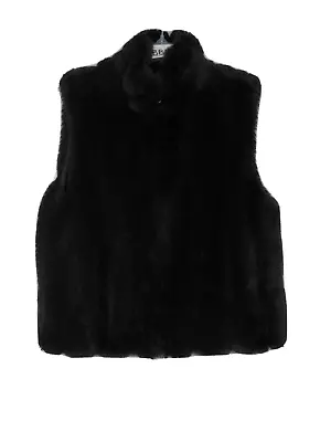 Coaco Solid Black Zip Front Faux Fur Reverisble Vest Sz M #188h • $19.96