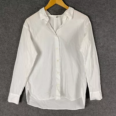 $14.95 • Buy Uniqlo Button Up Shirt Womens Small White Collared Corporate Formal Event Ladies