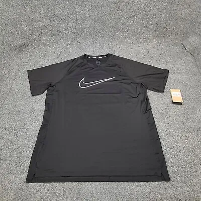 Nike Shirt Mens 2XL XXL Black White Swoosh Pro Tight Fit Active Gym New Tee 2490 • $24.99