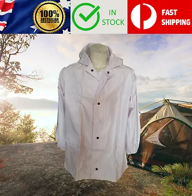 Size M White PVC Jacket - Waterproof Mens Adults Hooded Rain Winter Coat Poncho • $6.65
