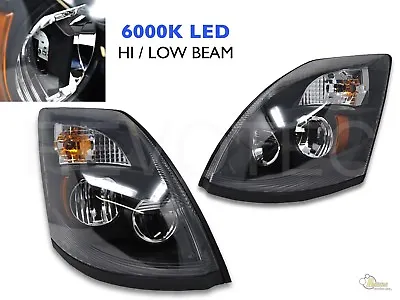 Black 6000K LED Headlights Head Lamps For 04-17 Volvo VNX VNL RH+LH • $698