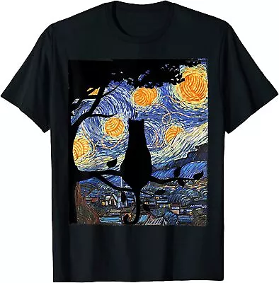 NEW Cat Starry Night Van Gogh T-Shirt • $22.99