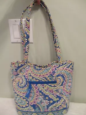 Vera Bradley CAPRI BLUE Snap TOTE Bucket Purse Shoulder Bag Handbag- Pockets • $20