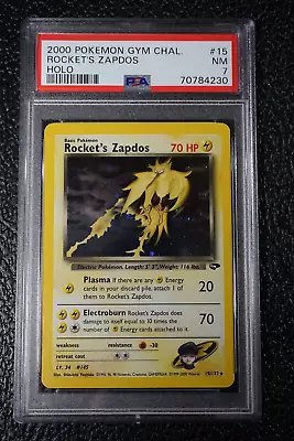 $50 • Buy Pokemon Gym Challenge Rocket's Zapdos Holo, 15/132 - PSA 7
