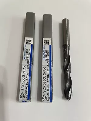 2 X 8.6mm SUMITOMO Solid Carbide Drill 5D SDP0860U5HAK Through Coolant CNC Lathe • £19.99