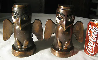 Antique Bronze Metal Haida Indian Totem Pole Bird Art Statue Sculpture Bookends • $1036