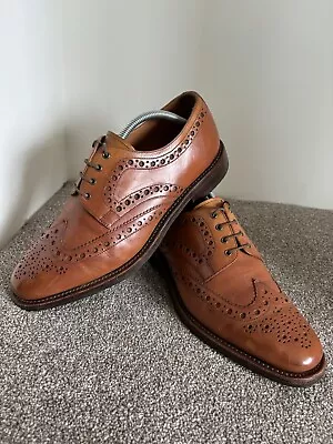 Mens Loake Design Sutherland Size 9 Tan Leather Brogue Shoes Goodyear Welted • £59.95