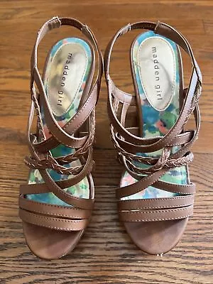 Madden Girl Wedge Braided Sandal Cognac - Size 7 • $22