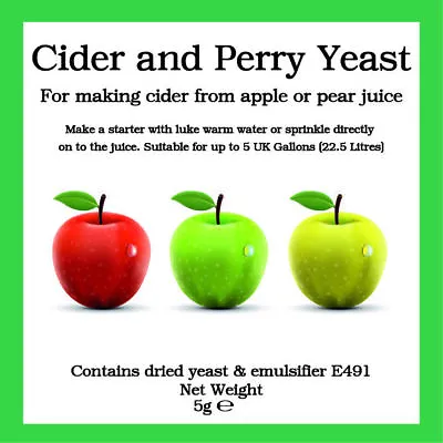 Bigger Jugs Cider And Perry Yeast 5g Sachet - Rapid Clean Fermentation Homebrew • £2.19