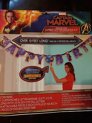 CAPTAIN MARVEL JUMBO LETTER BANNER KIT ~ Birthday Party Supplies Decoration Blue • $8.95