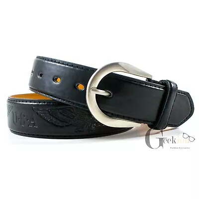 Men's Genuine Leather Metal Buckle Jean Casual Dress Belt Black Brown M L XL • $6.79