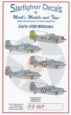 Starfighter Decals 72167 1/72 F4F3/3A Early USN Wildcats • $11.99