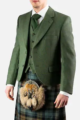 £75 • Buy Men's Lovat Green Wool Kilt Jacket With Waistcoat Vintage Argyle Jacket