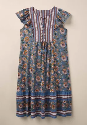 Matilda Jane Heart To Heart Pasture Blue Floral Flutter Sleeve Dress XXL X Large • $70.95