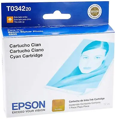 GENUINE Epson 34 T0342 Cyan Ink Cartridge For Stylus Photo 2200 Printer • $7.99