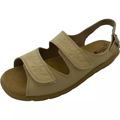 Padders Nutmeg Sandals Women's Open Toe Cream Adjustable Strap Leather UK 8 NEW • £19.99