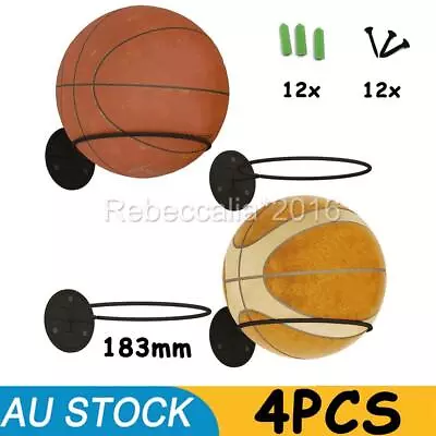 4Pack Wall Mounted Ball Rack Holder Basketball Football Display Save Space Stand • $16.99