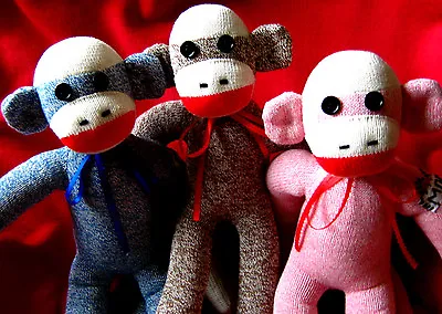 $45 • Buy Sock Monkey Doll Customizable Pink Blue Or Brown