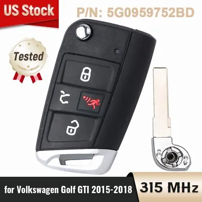 $41.39 • Buy For Volkswagen GTI 2015-2019 Flip Smart Remote Key Fob 5G0 959 752 BD NBGFS12A01