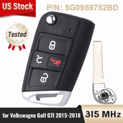 For Volkswagen GTI 2015-2019 Flip Smart Remote Key Fob 5G0 959 752 BD NBGFS12A01 • $41.39