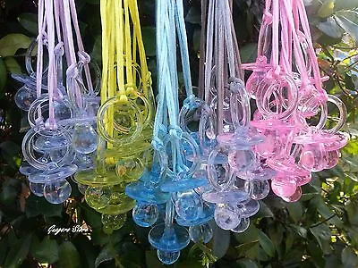 Large 2-1/2 Clear Pacifier Necklaces Baby Shower Game Favors Decor U~Pick Colors • $30.99