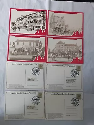 1984 London Postal Region Postcard Mail Coaching Inns Plain & First Day Sale Set • £8.50