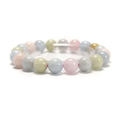 Natural Morganite Smooth Round Beaded Bracelet Size 8mm 10mm 7.5'' Length • $10.99
