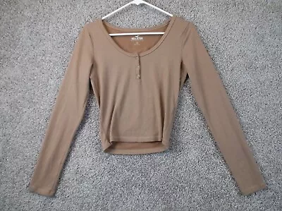 Hollister Brown Long Sleeve Ribbed Knit Henley Size S Small • £9.64