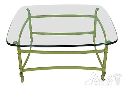 52967EC: LABARGE Brass Base Glass Top Coffee Cocktail Table • $895