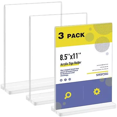 3 Pack Acrylic Sign Holder 8.5x11 Inch Clear T Shape Menu Display Stand • $27.04