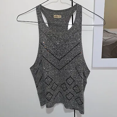 HOLLISTER Beaded Grey Cropped Tank Top • $14
