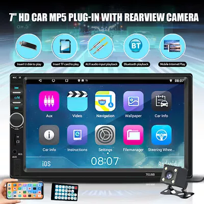 7  Double 2 DIN Car Stereo Radio MP5 Touch Screen Bluetooth FM USB + Rear Camera • $36.99