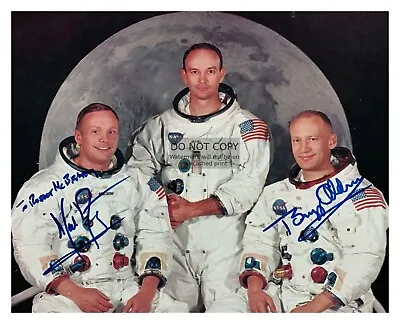 Apollo 11 Crew Buzz Aldrin Neil Armstrong Michael Collins Autographed 8x10 Photo • $8.49