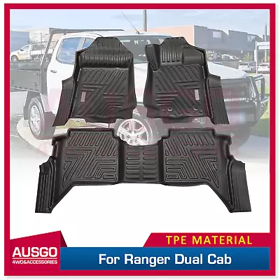 AUSGO 5D TPE Car Floor Mats For Ford Ranger Dual Cab 2011-2022 Door Sill Covered • $229.99