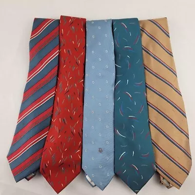 Vintage Christian Dior Silk Neck Tie Lot Of 5 Red Blue Brown Tan Lots Of Color • $49.99