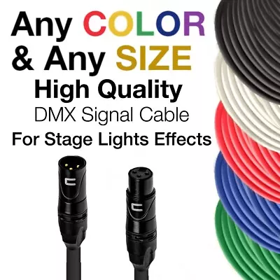 DMX Patch Cable 3-Pin XLR Male To Female - 120 Ohm DMX512 Data Cord Custom Color • $18.99