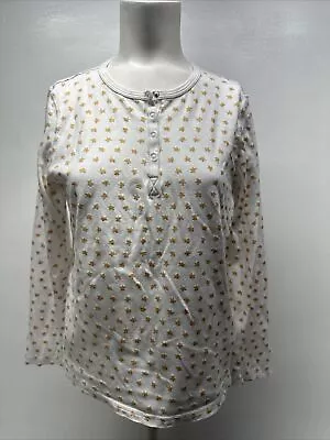 Roller Rabbit Pajamas Top Long Sleeve Shirt White Gold Pima Cotton Stars S Small • $59.99