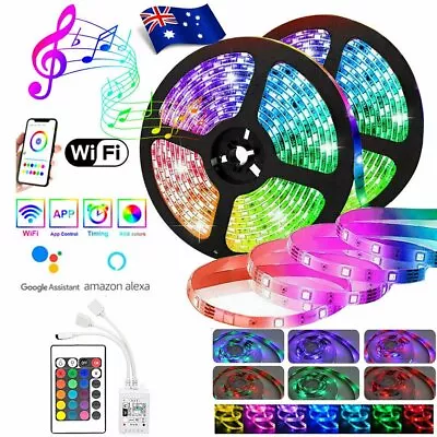 5M-10M RGB LED Strip Lights Full Kit Smart WiFi APP Control Alexa Google Home • $39.99