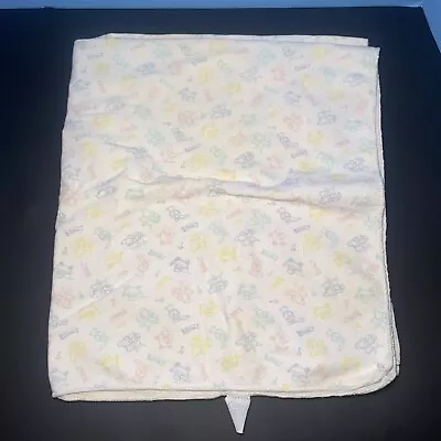 Carter's Baby Blanket Pastel Bunnies Bears Toys Vintage Flannel Receiving Lovey • $14.99