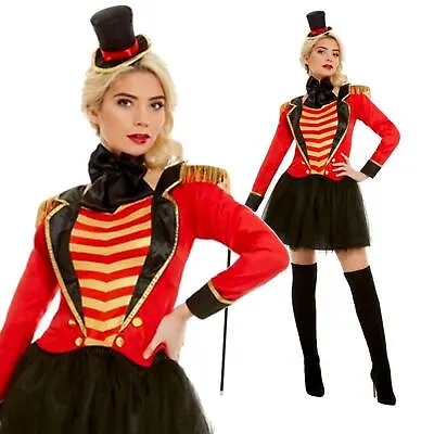 Women's Deluxe Greatest Ringmaster Circus Showman Lion Tamer Fancy Dress Adults • £30.15