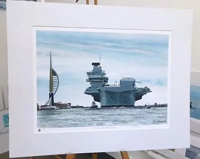 £75 • Buy HMS Prince Of Wales Commissioning Painting MED Royal Navy, Warship, J Pankhurst