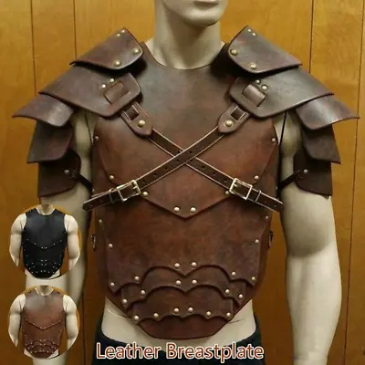 Medieval Chest Armor Vest Leather Gladiator Samurai Battle Knight Viking Costume • $74.99