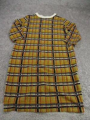 $19.99 • Buy Zara Shift Dress Womens Large Tan Plaid Sweater Knit 