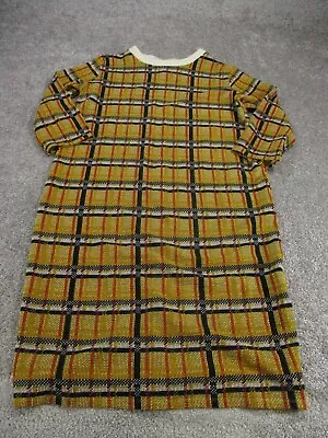 $19.99 • Buy Zara Shift Dress Womens Large Tan Plaid Sweater Knit 