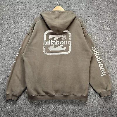 Vintage Billabong Hoodie Mens XL Gray 90s Skate Surf Tribal Faded Waves USA • $127.46