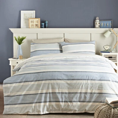 £29.95 • Buy Jeff Banks Duvet Set Riley Blue Stripe Ports Of Call Including 2 Pillowcases